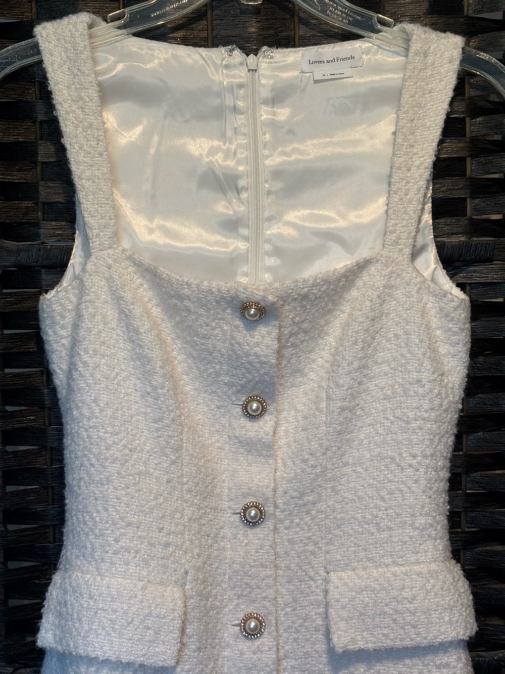 Lovers + Friends Ivory Bouclé Mini Dress with Button Front - Picture 3 of 11